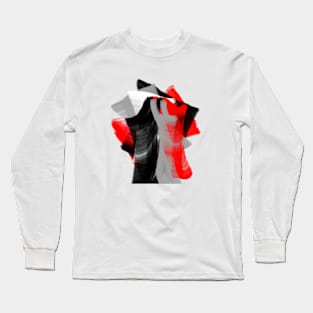 dancing abstract red black white grey digital art Long Sleeve T-Shirt